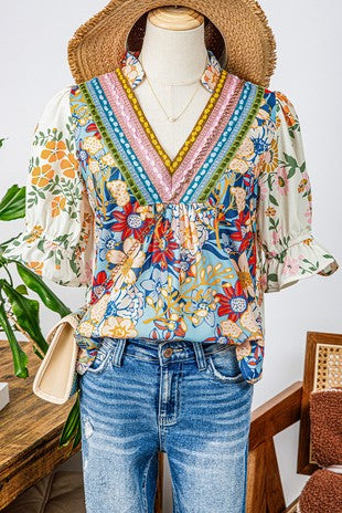 FLORAL/EMBRODERED SHIRT