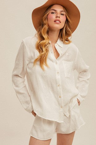 EYELET GAUZE SHIRT