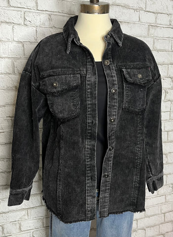 BLACK WASHED CORDUROY TOP