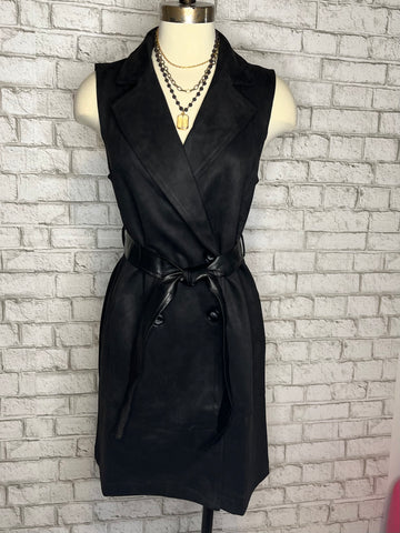 LONG SUEDE VEST WITH BELT