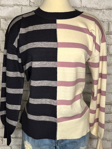 COLOR BLOCK STRIPE SWEATER