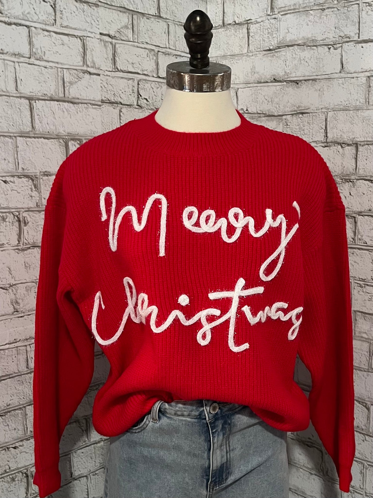 RED/WHITE MERRY CHRISTMAS SWEATER