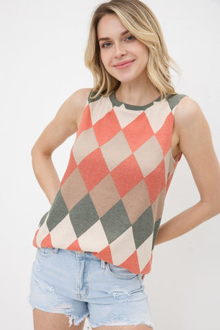 ARGYLE SLEEVELESS TOP