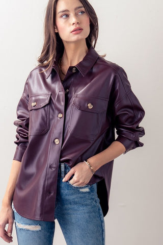 FOXY FAUX LEATHER SHIRT
