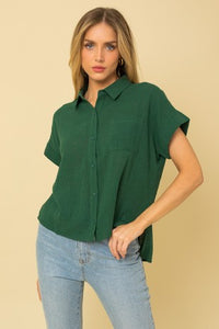 GREEN BUTTON DOWN TOP