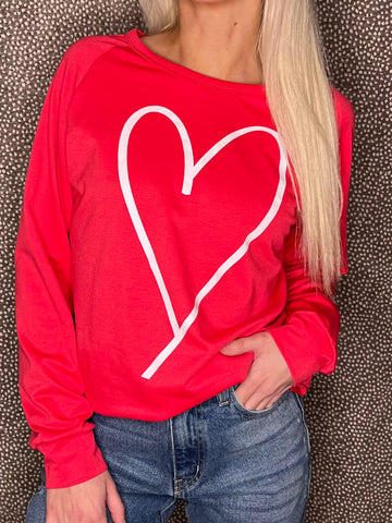 HEART PRINT LIGHTWEIGHT SWEATSHIRT