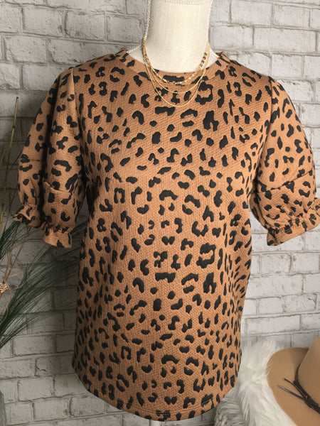 BALLOON SLEEVE LEOPARD TOP