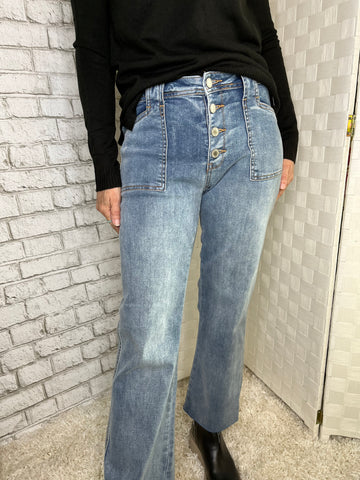 BUTTON FRONT DENIM PANTS