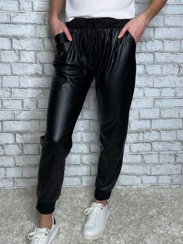 SWISHY FAUX LEATHER JOGGER