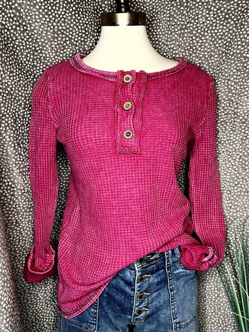 MINERAL DYED WAFFLE KNIT TOP