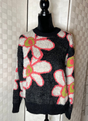 FUN FUZZY FLOWER SWEATER