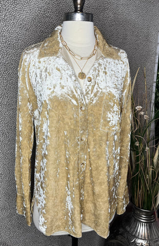 GOLD CRUSHED VELVET SHIRT