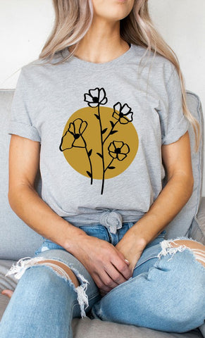 GOLD FLORAL GRAPHIC TEE