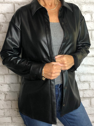 SLEEK SLIMMING "LEATHER" SHIRT